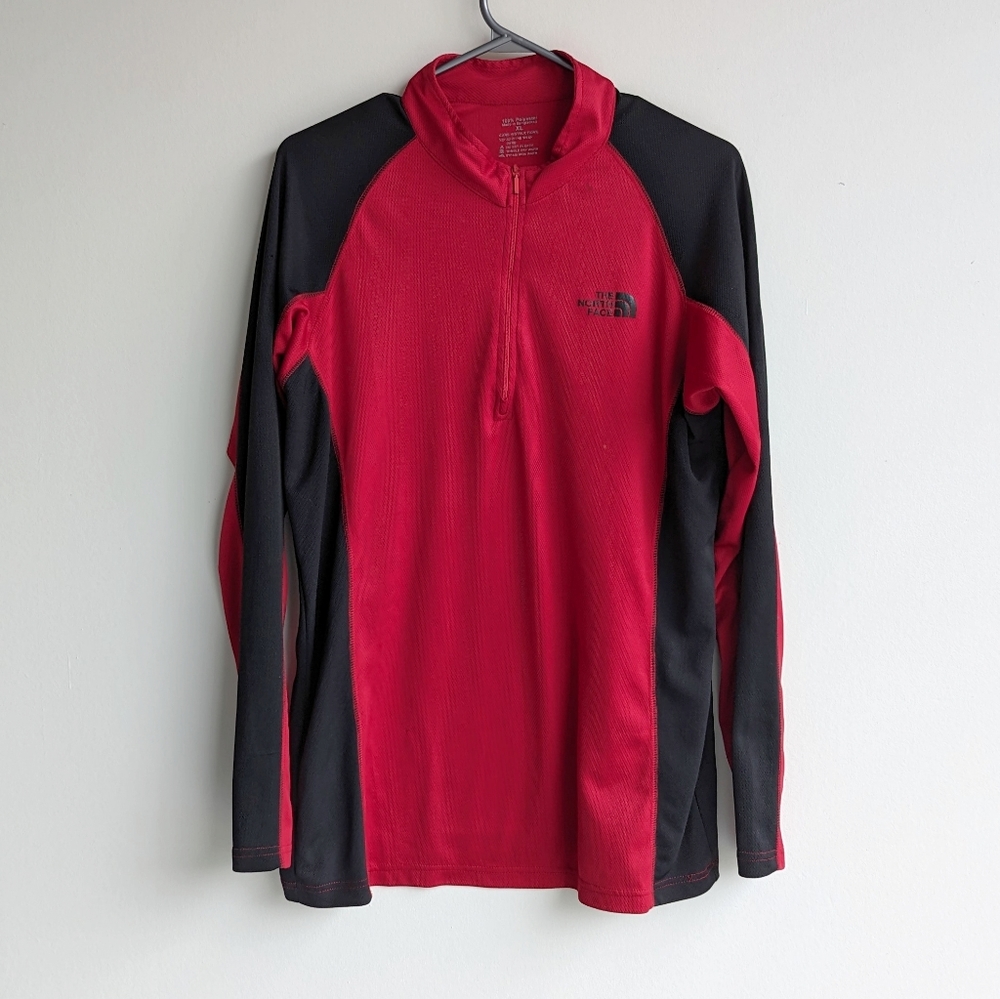 North Face red & black long sleeve shirt